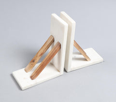 Marble & Wood Minimal Bookends (Set of 2)