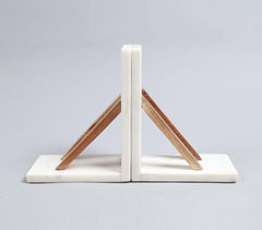 Marble & Wood Minimal Bookends (Set of 2)