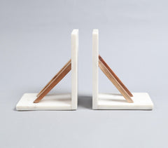Marble & Wood Minimal Bookends (Set of 2)