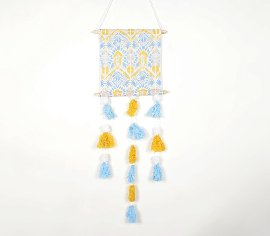 Contrast Textured Cotton & Wood Wall Hanging