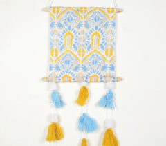 Contrast Textured Cotton & Wood Wall Hanging