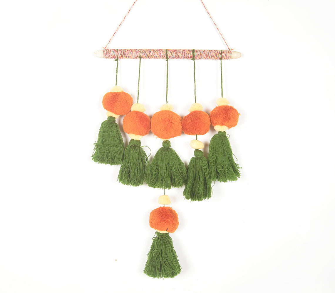 Boho Layered Wall Hanging with Tassels & Pom-poms