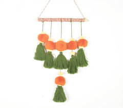 Boho Layered Wall Hanging with Tassels & Pom-poms