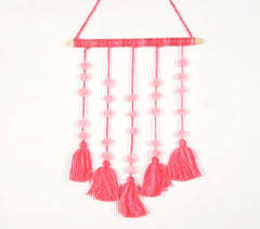 Coral Tassels & Pom-Pom Wall Hanging