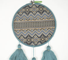 Embroidery Hoop Vintage Tasseled Wall Hanging