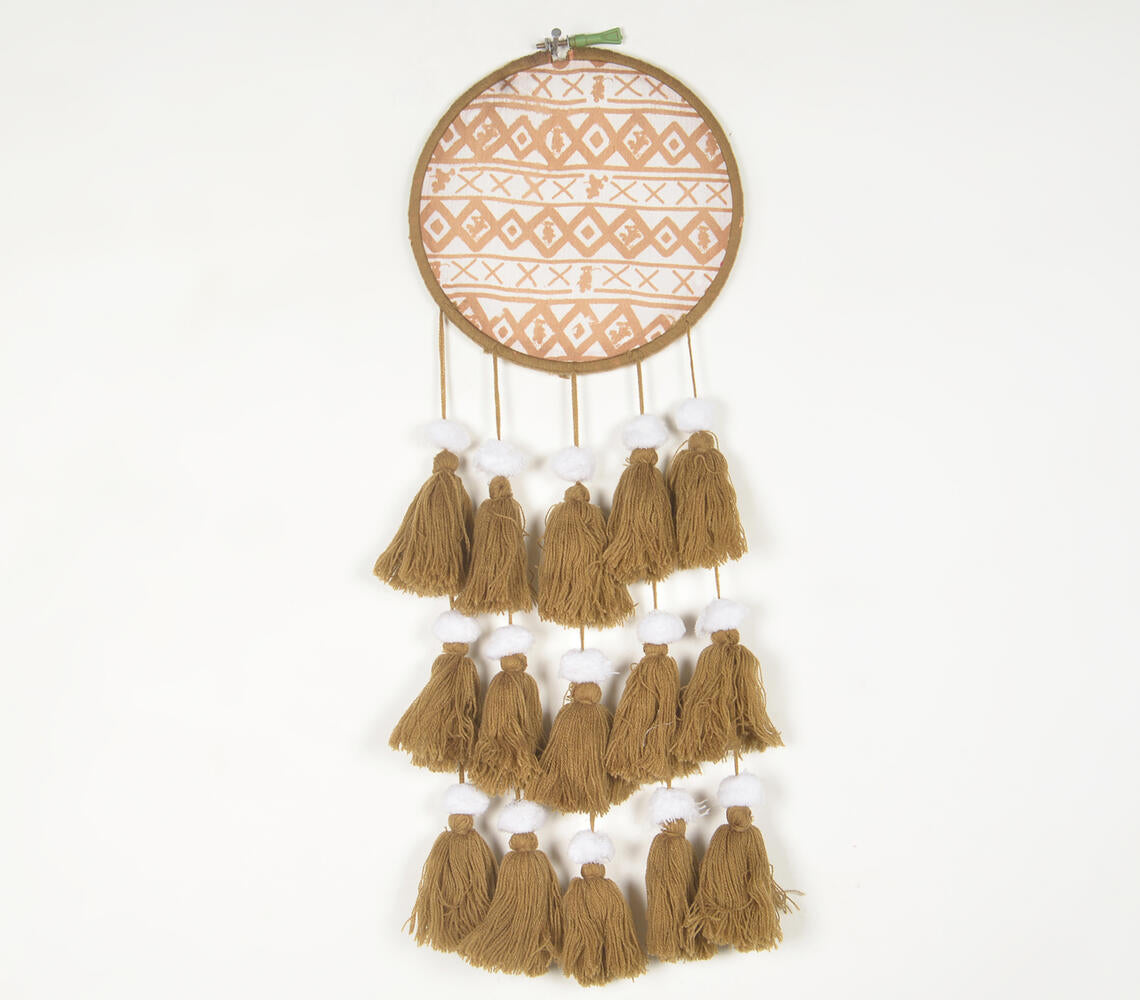 Embroidery Hoop Mustard Tasseled Wall Hanging
