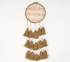 Embroidery Hoop Mustard Tasseled Wall Hanging