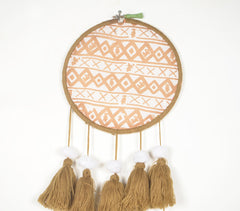 Embroidery Hoop Mustard Tasseled Wall Hanging