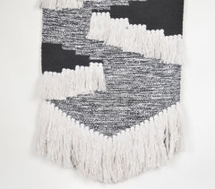 Abstract Tasseled Charcoal Cotton Wall Hanging