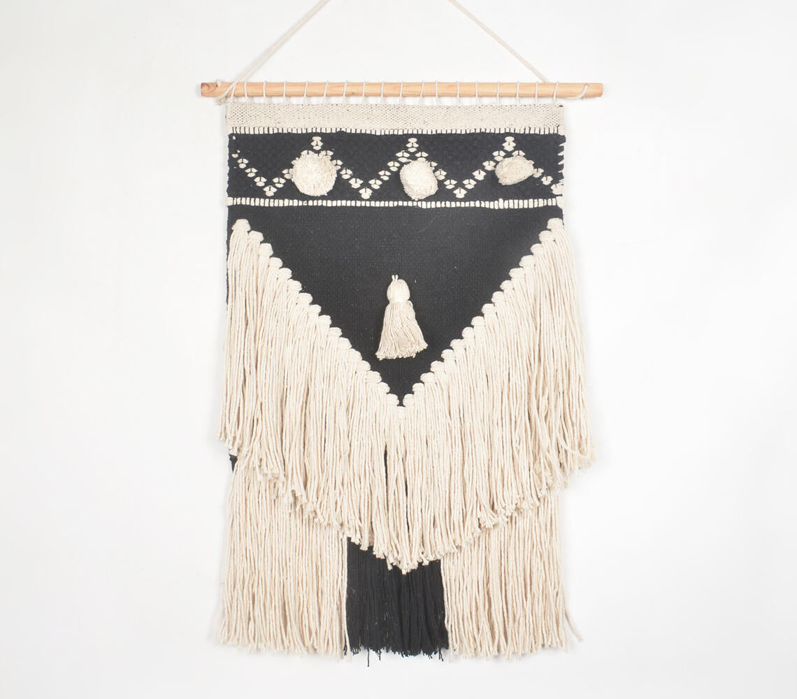 Monochrome Tasseled & Fringed Wall Hanging