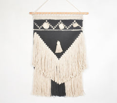 Monochrome Tasseled & Fringed Wall Hanging