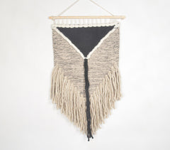 Monochrome Fringed Cotton & Wool Wall Hanging
