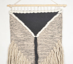 Monochrome Fringed Cotton & Wool Wall Hanging