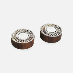 Wooden Sparkling Mandala Tealight Holders (Set - 2)