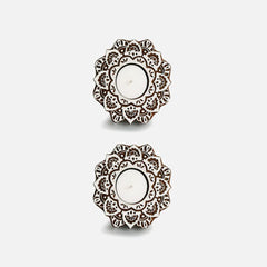 Wooden Lustrous Flower Tealight Holders (Set of 2)