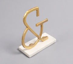 Gold-Toned Iron & White Marble Logogram Tabletop Decorative Q1