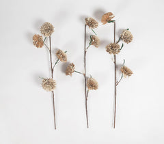 Handcrafted Eco-friendly Shola Wood Flower Sticks (Set of 3) Q2