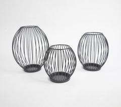 Minimal Metallic caged Candle Holders (set of 3)