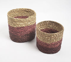 Earthy Sabai Grass Handwoven Planters (Set  of 2)