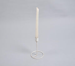 Distressed White Metal Candle Holder