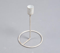 Distressed White Metal Candle Holder