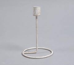 Distressed White Metal Candle Holder