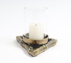 Sand Cast Aluminium Antique Triangular Candle Holder with Glass