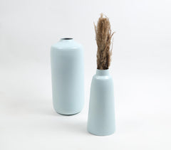 Solid Pastel Blue Flower Vases (Set of 2)