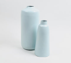 Solid Pastel Blue Flower Vases (Set of 2)