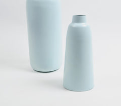 Solid Pastel Blue Flower Vases (Set of 2)