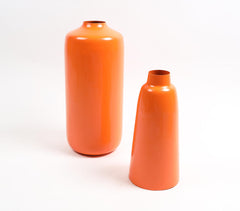 Solid Orange Flower Vases (Set of 2)
