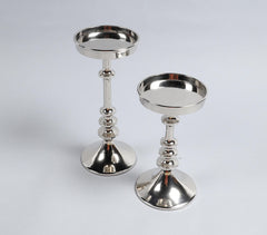 Sand Cast Aluminium Vintage Pillar Candle Stands (Set of 2)