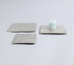 Sand Cast Aluminium Square Textured Candle Plates (Set of 3)