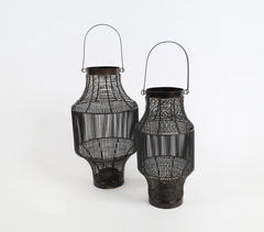 Minimal Iron Mesh Hanging Lanterns (set of 2)