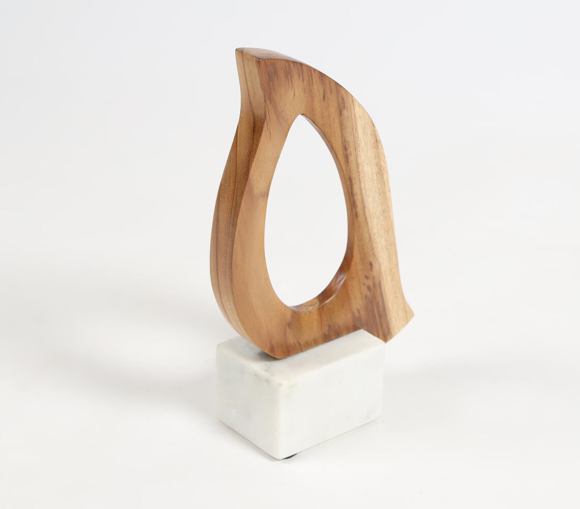 Hand Cut Wood & Marble Accent Dove