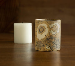 Hand Painted Wooden Floral Candle Stand (Small)