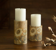 Hand Painted Wooden Floral Candle Stand (Large)