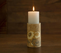 Hand Painted Wooden Floral Candle Stand (Large)