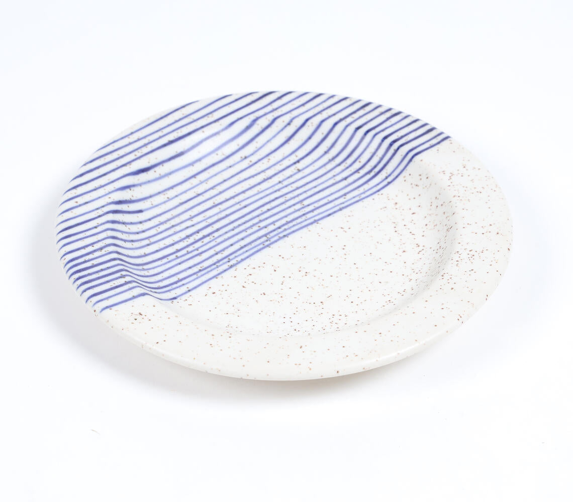 Dotted & Striped Round Ceramic Plate
