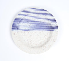 Dotted & Striped Round Ceramic Plate
