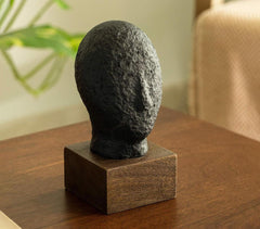Papier Mache Ecomix Calm Face Black Sculpture