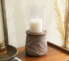 Papier Mache Ecomix Abstract Candle Stand with Glass (large)