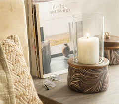 Papier Mache Ecomix Abstract Candle Stand with Glass (small)