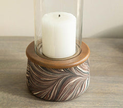 Papier Mache Ecomix Abstract Candle Stand with Glass (small)