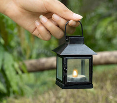 Metal Square Black Lanterns with Tealights (Set of 2)