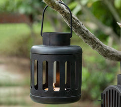 Metal Round-Top Black Lanterns with Tealights (Set of 2)
