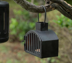 Metal Curved-Top Black Lanterns with Tealights (Set of 2)