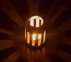 Terracotta Round Rustic Lantern with Metal Handle (Small)
