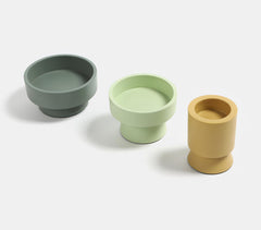 Enamelled Aluminium Matte Candle Stands (Set of 3)