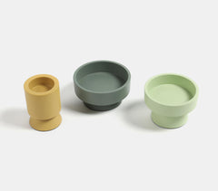 Enamelled Aluminium Matte Candle Stands (Set of 3)